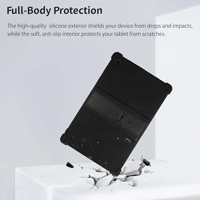 Case for T-Mobile Revvl Tab 2 10.1-InchCompatible with T-Mobile Revvl Tab 2 Android Tablet–Soft Silicone Protective Cover with Kickstand Shockproof Drop-Resistant Business-Style Stand(Black)