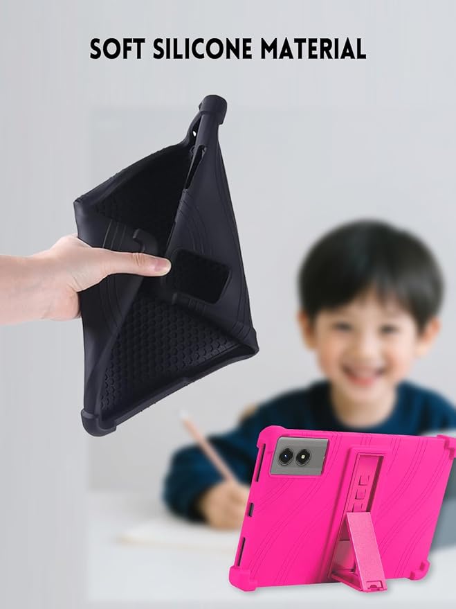 Case for TABWEE T50 Tablet 11 Inch (Black) | Soft Silicone Kids Friendly Protective Cover with Adjustable Stand Drop-Proof