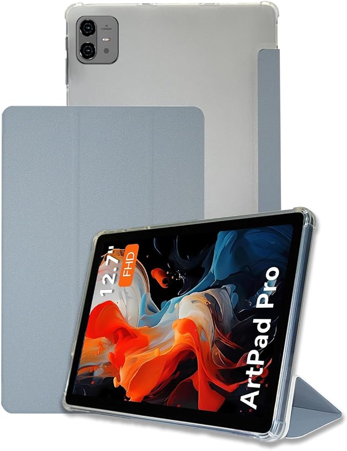 Stand Case for TECLAST Artpad Pro Tablet 12.7 Inch (Black) | Scratch-Resistant PU Front Cover and Shock-Proof TPU Back Shell Auto Sleep/Wake