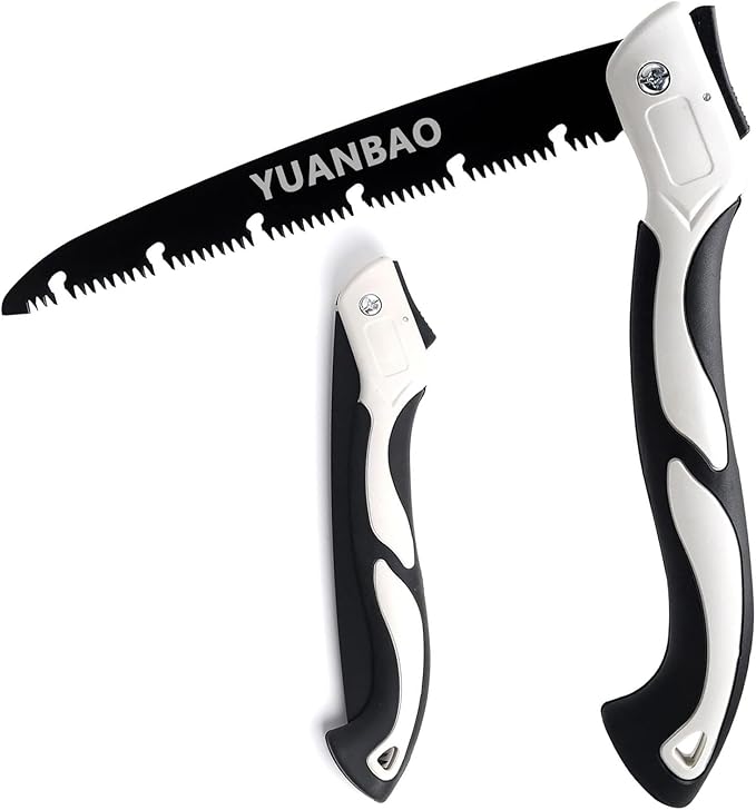 10 Inch Folding Saw, Pruning Hand Saw for Wood Cutting, Garden Pruner with SK5 Curved Blade, Triple- Cut Razor Teeth, Foldable Handsaw for Tree Trimming, Camping, Gardening and Carpentry
