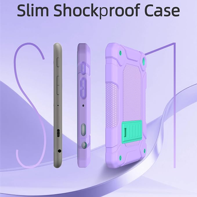 MENZO All-New Case for 8 Tablet Slim Shockproof Rugged High Impact Protective Case with Kickstand Black