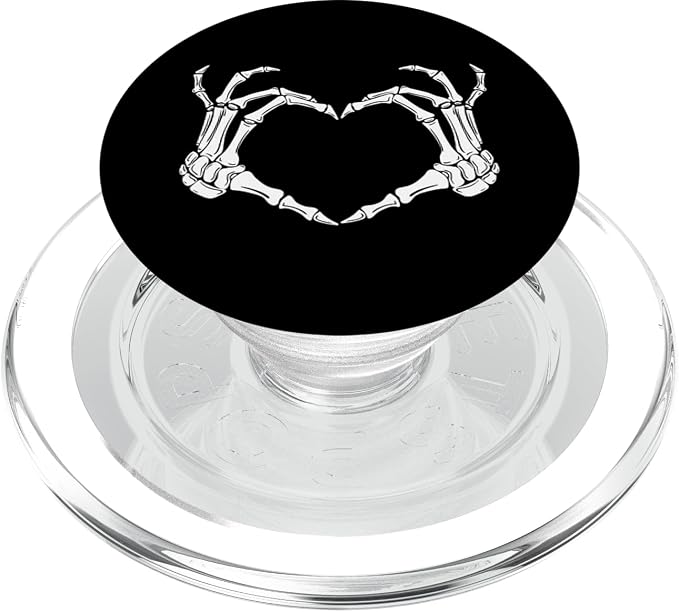 Skeleton Heart Bones Love Halloween Creepy Scary Black White PopSockets PopGrip: Swappable Grip for Phones &amp Tablets