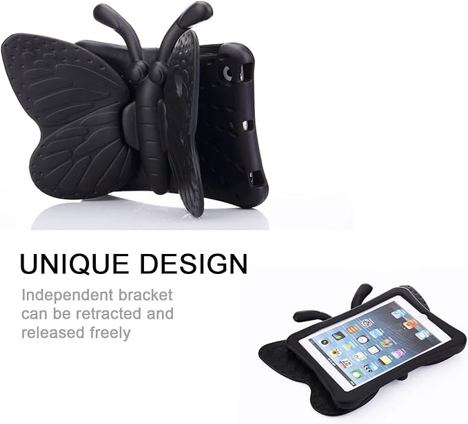 Kids Case for 7.9 iPad Mini 5/4/3/2/1 Silicone Shockproof Cover with Handle Kickstand Black