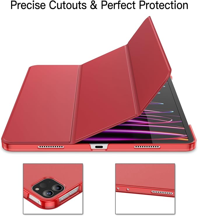 JETech Case Cover for iPad Pro 12.9 6th/5th Gen (2022/2021) Black | Slim Translucent Back Design Tri-Fold Stand Auto Wake/Sleep Lightweight Shockproof Protection