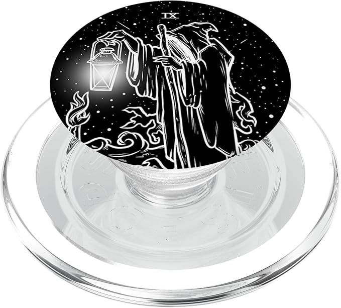 The Hermit Tarot Card Gothic Halloween Grim Reaper Occult PopSockets Adhesive PopGrip