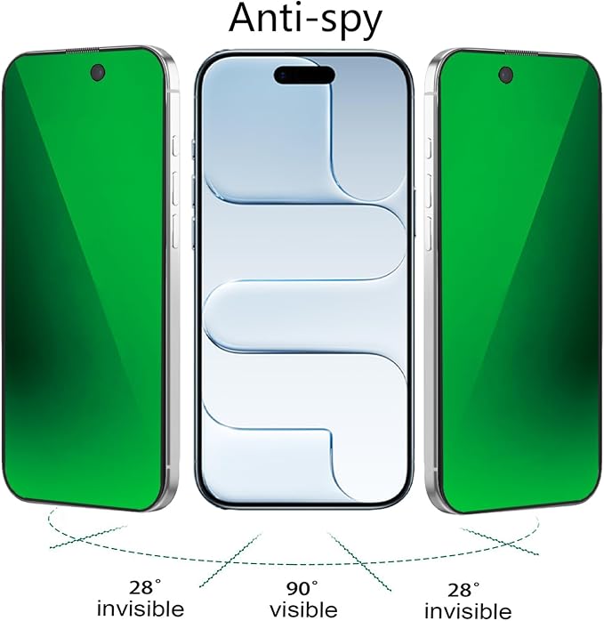 2 Pack Anti-Blue Privacy Tempered Glass Suit for iPhone 11 / iPhone XR Mirror Anti-Spy Screen Protector Anti-Peeping Film Electroplated 9H Hardness Anti-scratch 6.1 inch(Green)