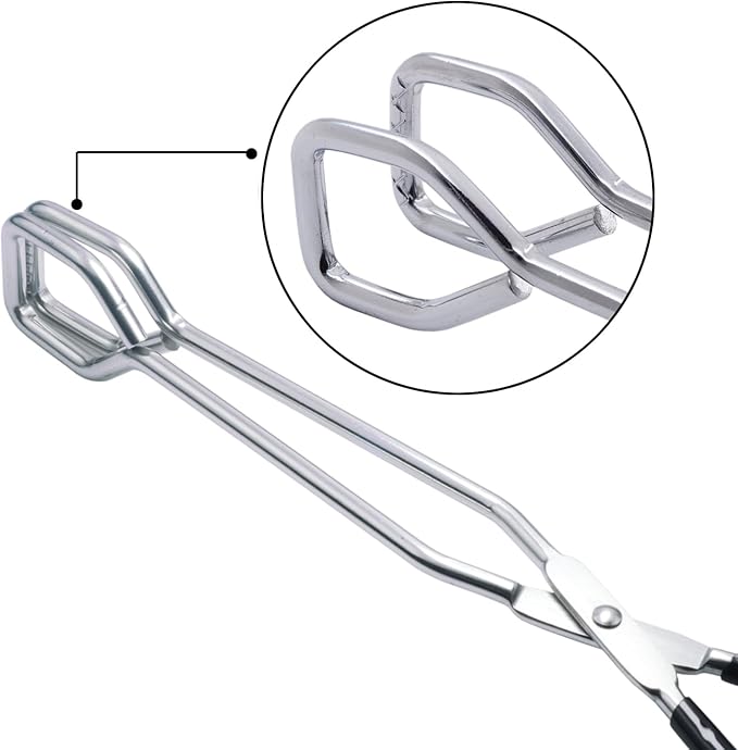 HINMAY 10-Inch Heavy Duty Stainless Steel Kitchen Scissor Tongs, Set of 2