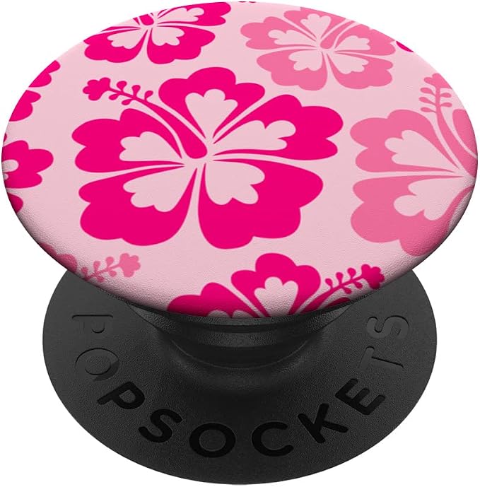 Hibiscus Flower Beach Hawaiian Exotic Floral Surf Vibe Pink PopSockets Adhesive PopGrip