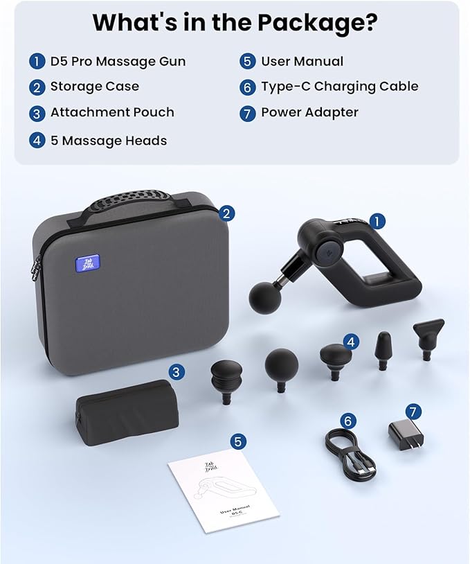 BOB AND BRAD D5 Pro Massage Gun with 13mm Amplitude, FSA-HSA Eligible, Professional Deep Tissue Percussion Massage Gun, Ergonomic D-Handle for Effortless Muscle Pain Relief, Adapter Included