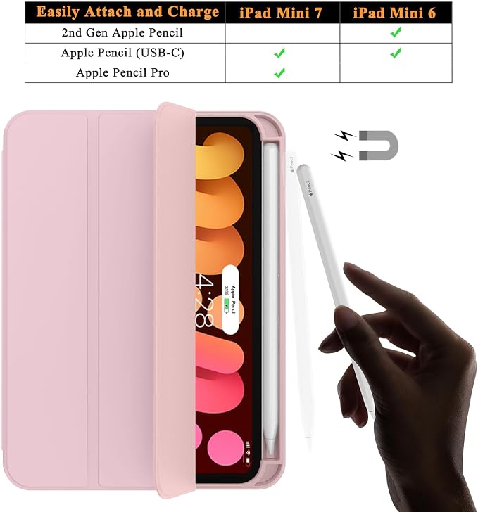 Soke Case for iPad mini (A17 Pro) 7th/ 6th Generation (Book Wine) | Built-in Apple Pencil Slot fit iPad Mini 2024 and 2021 8.3 inch Auto Sleep/Wake