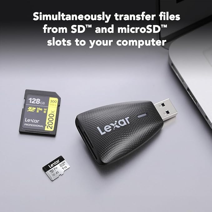 Lexar Multi-Card 2-in-1 USB 3.1 Reader, Works with SD and microSD Cards (LRW450UBNA)