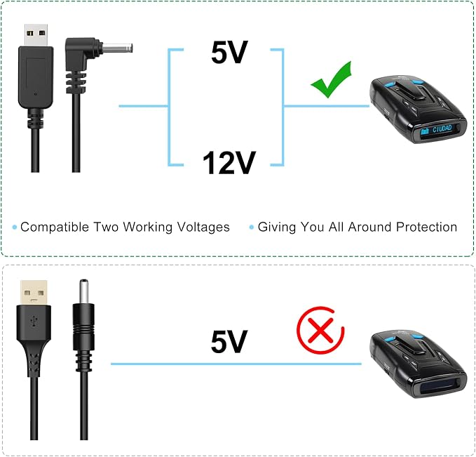 Radar Detector Cable USB to DC3.5 Plug Cablefor Cobra Whistler Escort Valentine One Uniden Beltronics Radar DetectorReplacement Power Cable for Radar Detectors (DC3.5-6.56ft)