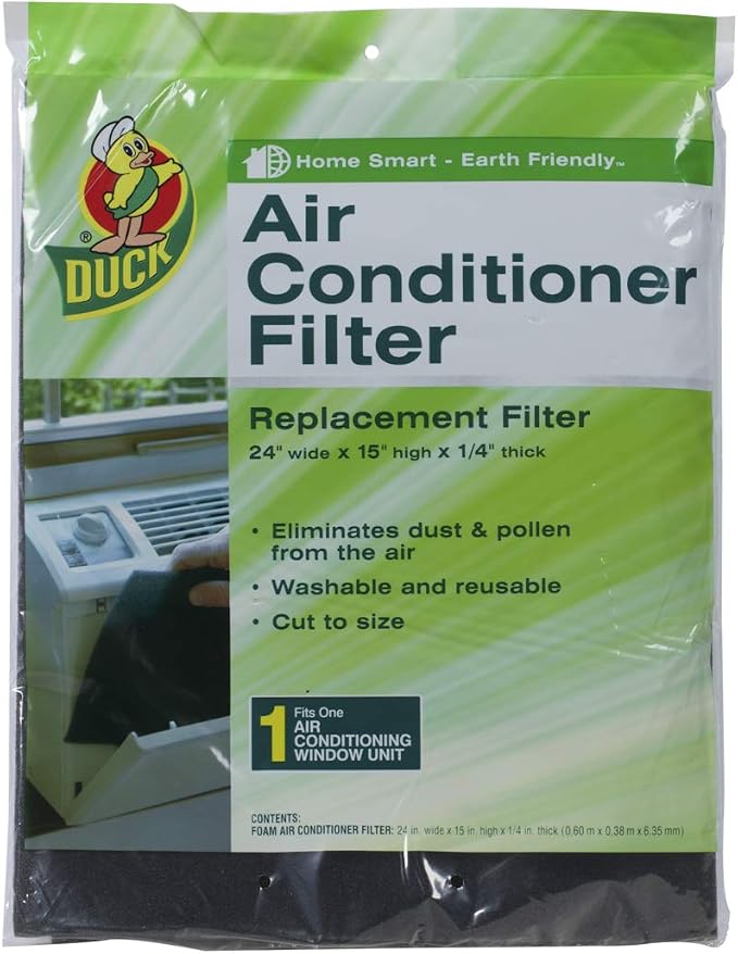 Duck Brand Replacement Air Conditioner Foam Filter, 24-Inch x 15-Inch x 1/4-Inch