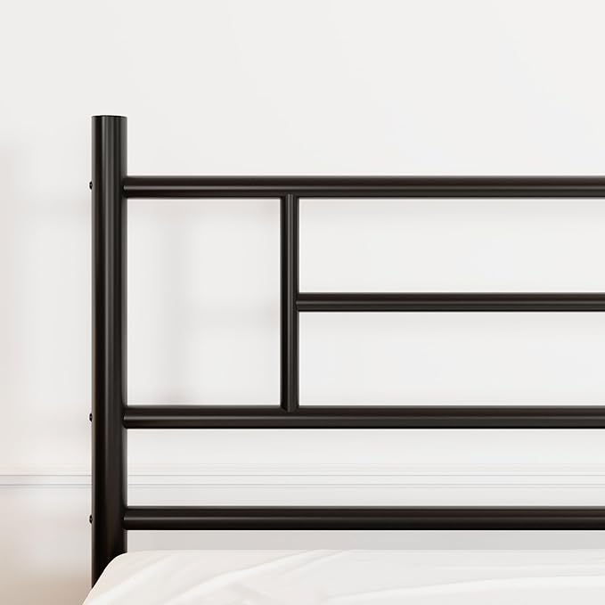 SHA CERLIN 14 Inch King Size Metal Bed Frame with Iron-Art Headboard and Footboard,Under Bed Storage Space,Platform Bed with Metal Slats Support,Easy Assembly,Noise Free,No Box Spring Needed,Black