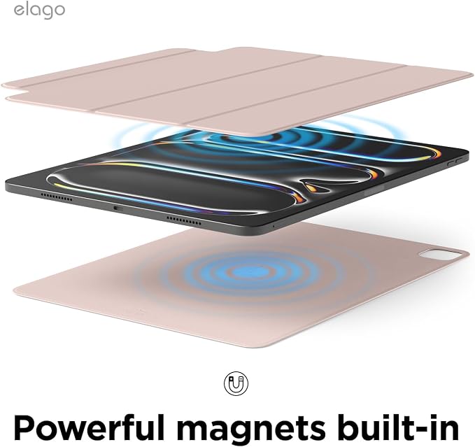 elago Magnetic Folio Case for iPad Pro 13-inch (M5 M4) | Back Plate can be Attached to Metal Materials Magnetic Back Plate Wake/Sleep Compatible with Apple Pencil 2 [Blue]
