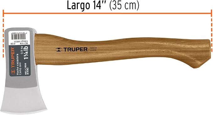 TRUPER HC-1-1/4 1 1/4 lb Camp Axe, 14" Hickory Handle 1 1/4 Lb (0.5 Kg)