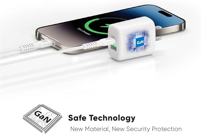 35W Super Fast Charger Dual Port Charger 1 USB-C and 1 USB-A Ports Type C and Type A 6ft. (1.8m) Cable C-C Included | White