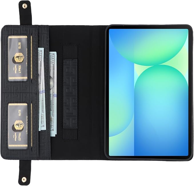 Handbag Case for Samsung Galaxy Tab S10 FE/S9 FE 10.9/S9/S8/S7 11 Techcircle Folio Stand Crossbody Wallet Protective Cover with S Pen Holder &amp Card Slots Hand Strap &amp Shoulder Strap Black