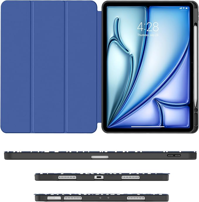 Soke Case for iPad Air 13 Inch (M4/M3/M22026-2024) iPad Pro 12.9 6th/5th Generation with Pencil Holder(2021 2022 Release)-[Apple Pencil Charging + Auto Wake/Sleep] Soft Back Cover Book Black