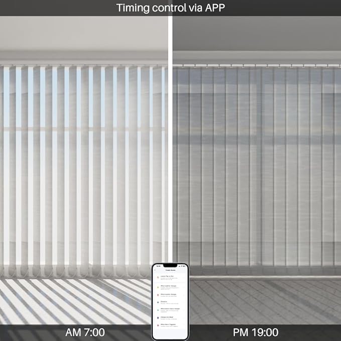 Blindify Motorized Vertical Blinds Compatible with Alexa Google Home, Light Filtering Sliding Door Shades Smart Vertical Blinds Remote Control Customize, Jacquard Silver