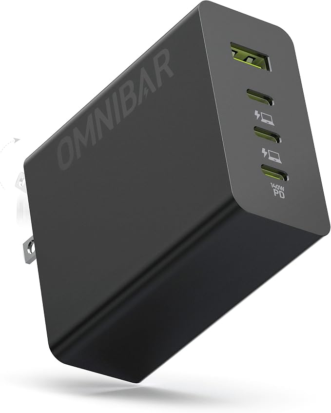 140W USB C Charger 4-Port GaN PD3.1 PPS Fast Charger Power Adapter | Foldable Plug Travel Essential for MacBook Pro/Air Laptop iPhone 17/16/15 Pro Max Galaxy S26/S25 Ultra iPad Steam Deck