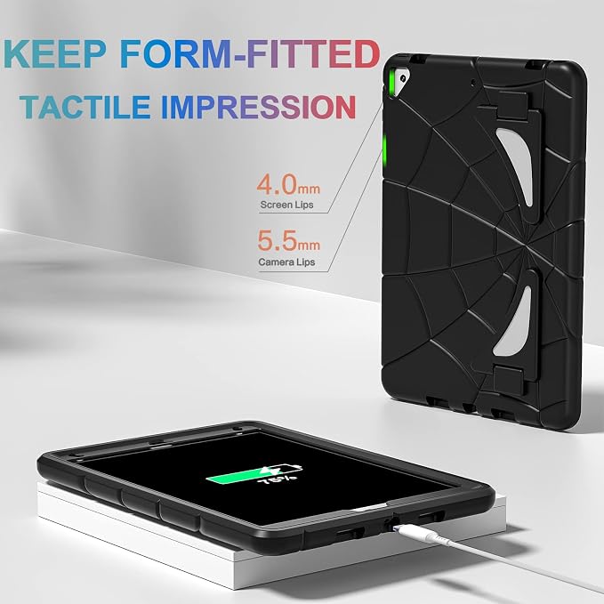 Nitupai Case for iPad 10.2 Case iPad 9th / 8th / 7th Generation Gen Case Heavy Duty Shockproof Rugged Protective Cover 10.2 Inch with Stand Black+Black
