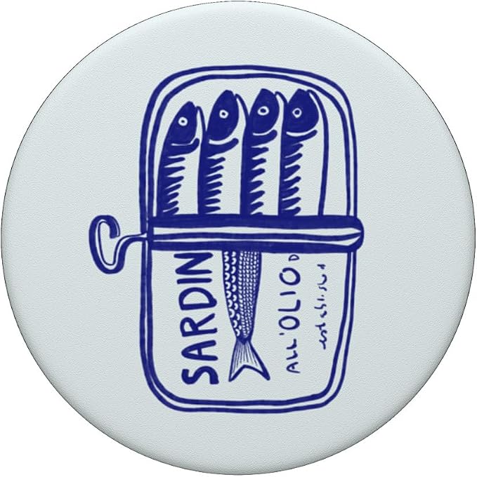 Sardine Tin in Blue Hand Drawn PopSockets PopWallet for MagSafe