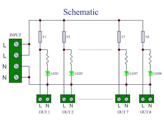 Screw Mount AC 24-250V 8 Channel Pluggable Side Wiring Terminal Block Power Distribution Fuse Module, HCDC HD065RP