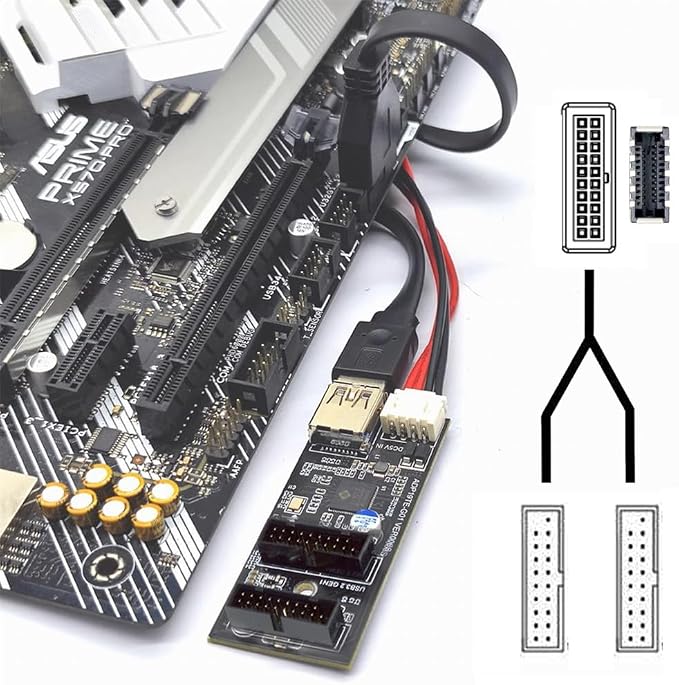 cablecc 5Gbps Type-E USB 3.1 Front Panel Socket &amp USB 2.0 to NVME NGFF M-Key Express Card VL805 Adapter for Motherboard