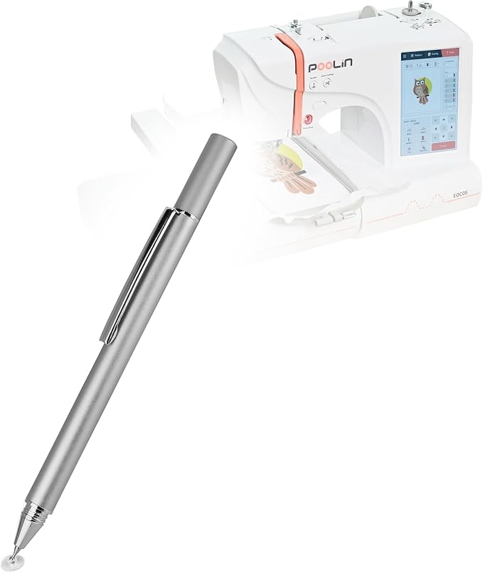 BoxWave Stylus Pen Compatible with Poolin Embroidery Machine EOC05 - FineTouch Capacitive Stylus Super Precise Stylus Pen - Metallic Silver