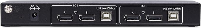 StarTech.com 2-Port Dual-Monitor DisplayPort KVM Switch with Dual View Video Matrix, 4K 60Hz, 4X USB Hub Ports, TAA Compliant