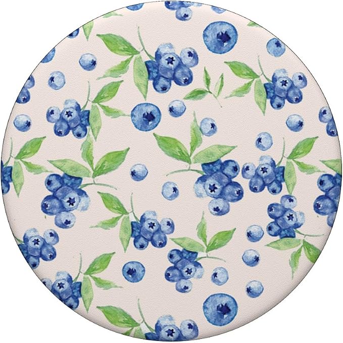 Aesthetic Watercolor Blueberry Milk Summer Fruit Pattern Art PopSockets PopGrip for MagSafe