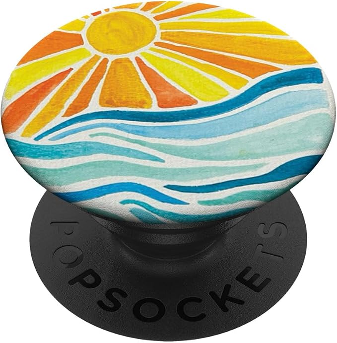 Sun and Waves Illustration PopSockets PopWallet for MagSafe