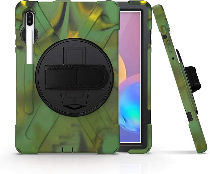 KIQ Shield Series for Samsung Galaxy Tab S7 FE Case Galaxy Tab S8 Plus Case Heavy Duty Shockproof Case w/S Pen Holder for Samsung Tab S7 fe 5G case 12.4 Inch 2020 SM T970 X800 T730 - Black