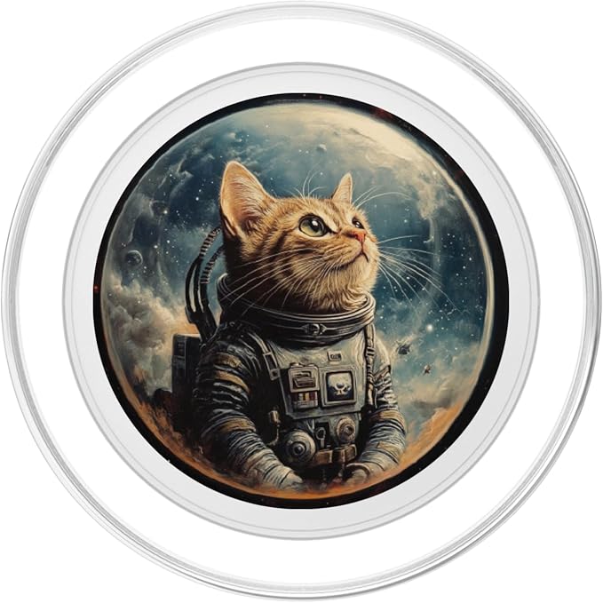 Space Cat Kitty Meow Animal Pet Outerspace Astronaut PopSockets Adhesive PopGrip