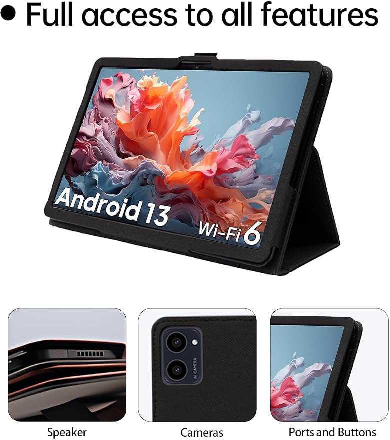 Case for ApoloSign EM101A 10.1 Touch Screen Tablets，Premium Leather Business Folio Stand Cover with Hand Strap for ApoloSign EM101ABlack.