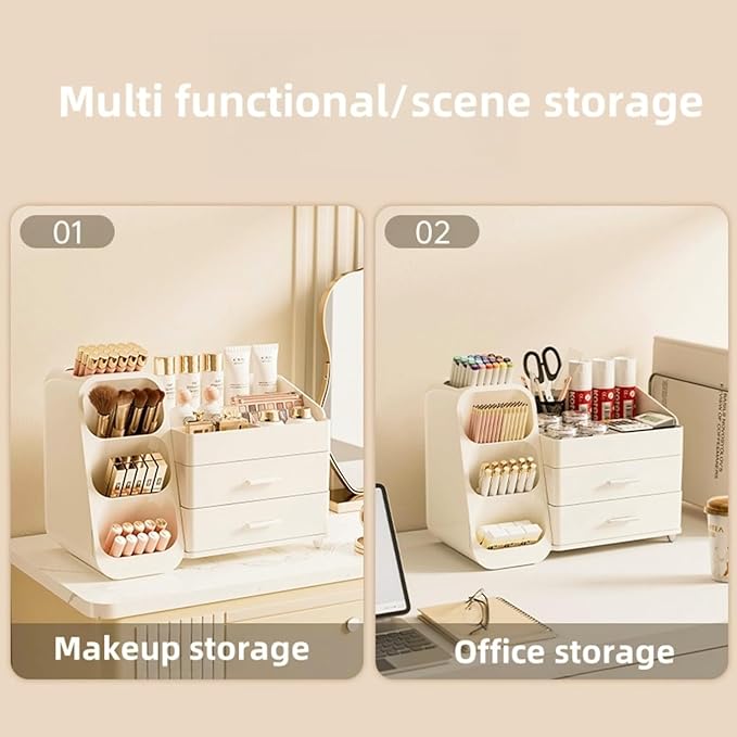 Makeup Organizer with Drawers,Large Capacity Countertop Organizer for Vanity,Bathroom and Bedroom Desk Cosmetics Organizer,Easy To Storage Skincare,Brushes, Eyeshadow, Lotions, Lipstick