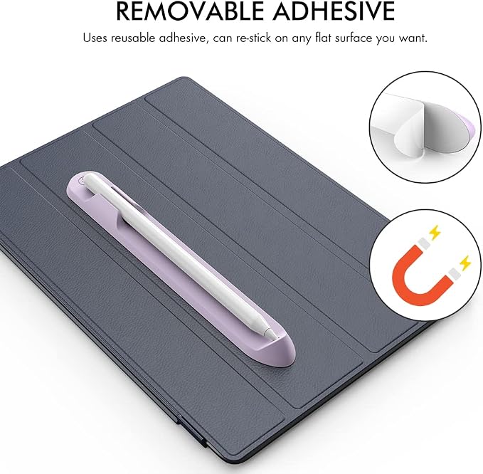 AHASTYLE Removable iPencil Holder [Magnetic Attach] Strong Adhesive Holder Sticker Silicone for Apple Pencil 1st &amp 2nd Generation (Black) | [Magnetic Attach] Strong Adhesive Holder Sticker for iPa