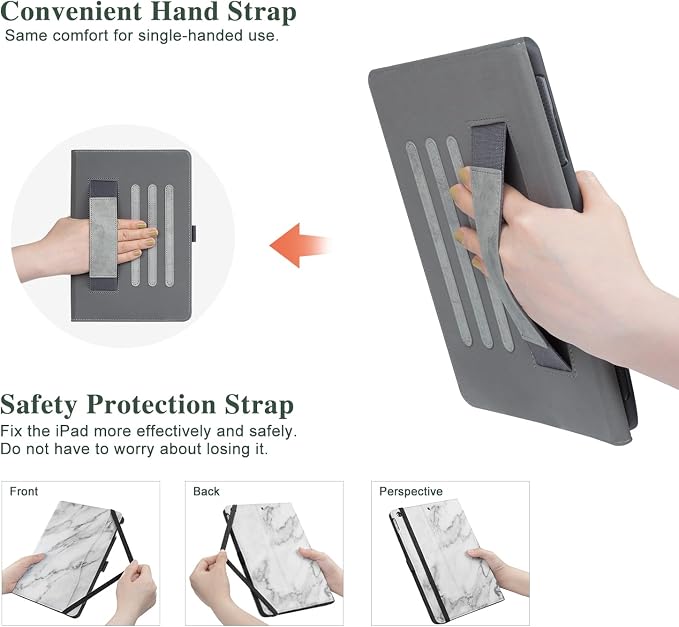 Vimorco for iPad 9th/8th/7th Generation Case 10.2-inch Pencil Holder/Pocket | for iPad Air 3rd Generation Case 10.5-inch for iPad Pro 10.5 Inch Cases Hand Strap Adjustable Angle Beach Path Scenery