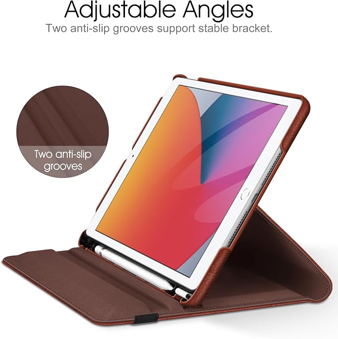 Fintie 360° Rotating Case for iPad 9th / 8th / 7th Generation 10.2 Inch | Swivel Stand Portrait &amp Landscape Viewing Shockproof Cover with Pencil Holder Auto Wake/Sleep Aqua Wave