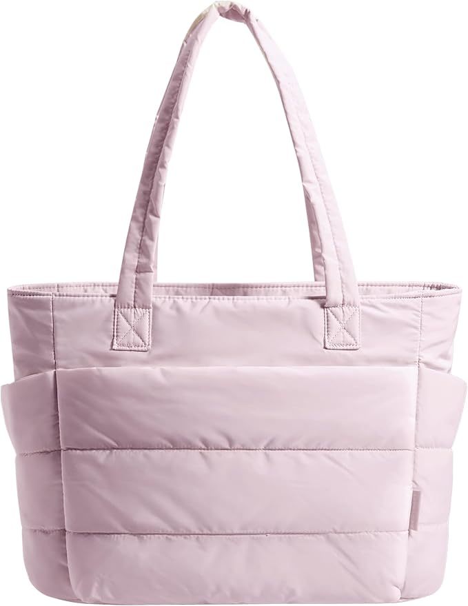 BAGSMART Tote Bag for Women, Lightweight Puffy Tote Bag with Compartments Shoulder Bag Handbag for Travel, Work, Gym | Lightweight, Puffy, Quilted, for Travel, Work