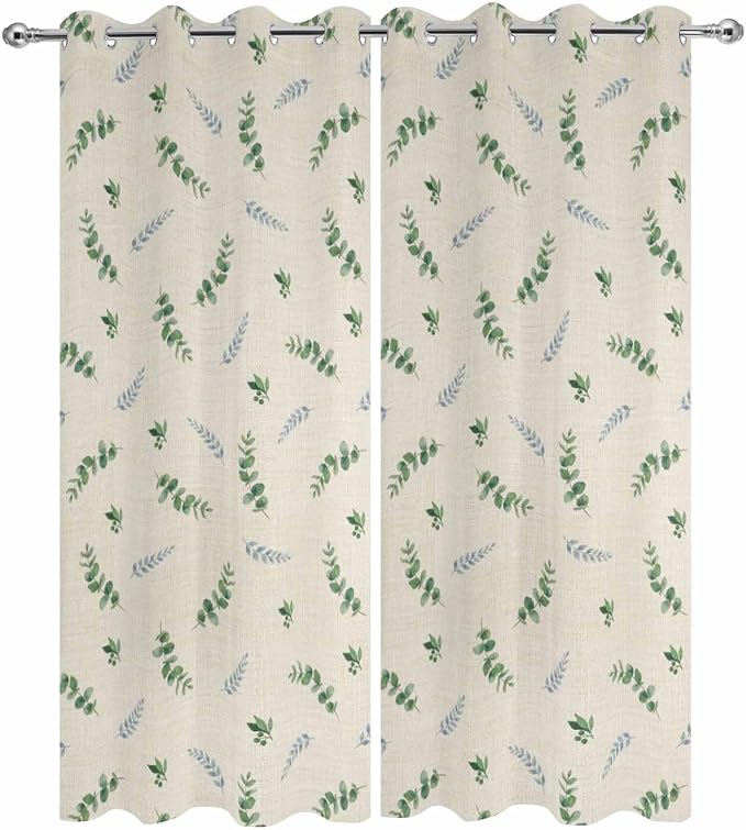 Leaf Outdoor Curtains for Patio Summer Jugal Leaves Pastoral Plant Linen