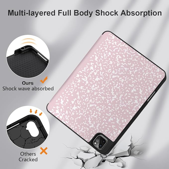 MEEgoodo for iPad Pro M2 12.9 Case 6th/5th/4th/3rd Generation 2022 2021 2020 2018 with Pencil Holder Tablet Cover with Soft TPU Back Shell Art Painted Flowers