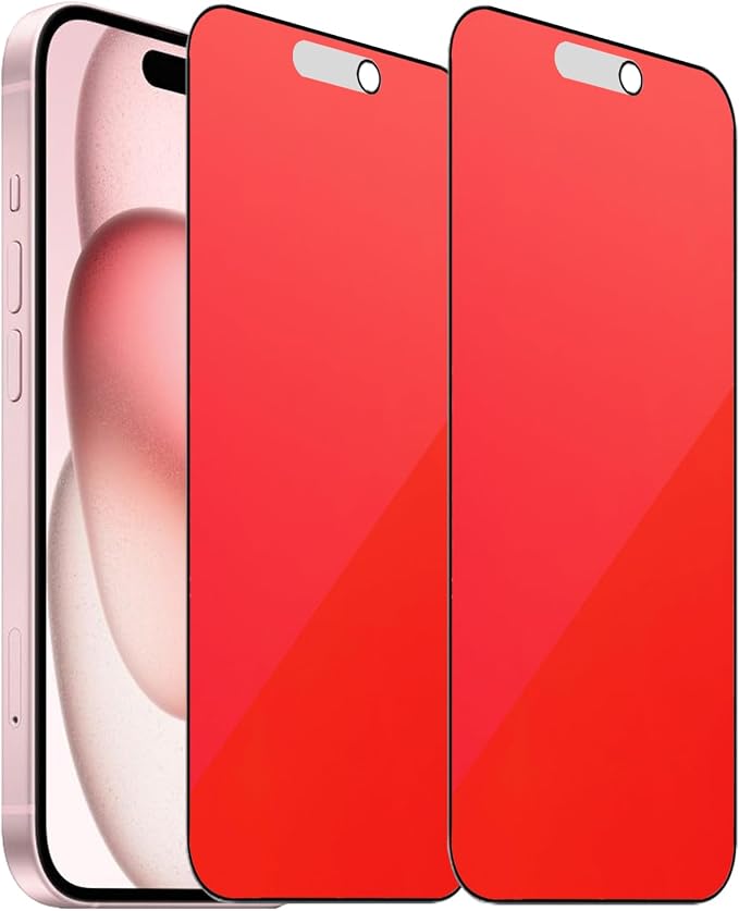2 Pack Matte Anti-Blue Privacy Tempered Glass for iPhone 14 Pro Max / 15 Plus / 16 Plus Anti-glare Anti-Spy Screen Protector Film Colorful 6.7 inch