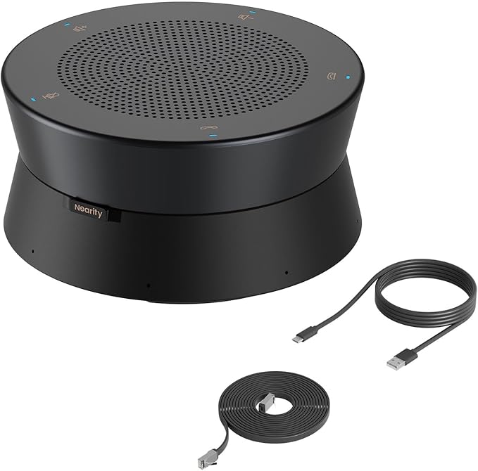 NEARITY A20S Conference Speaker and Microphone, USB Speakerphone w/8 Mics, 16ft Voice Pickup, AI 2.0 Noise Cancelling, USB Speakermic with Daisy Chain, Works with Microsoft/Teams/Google Meet