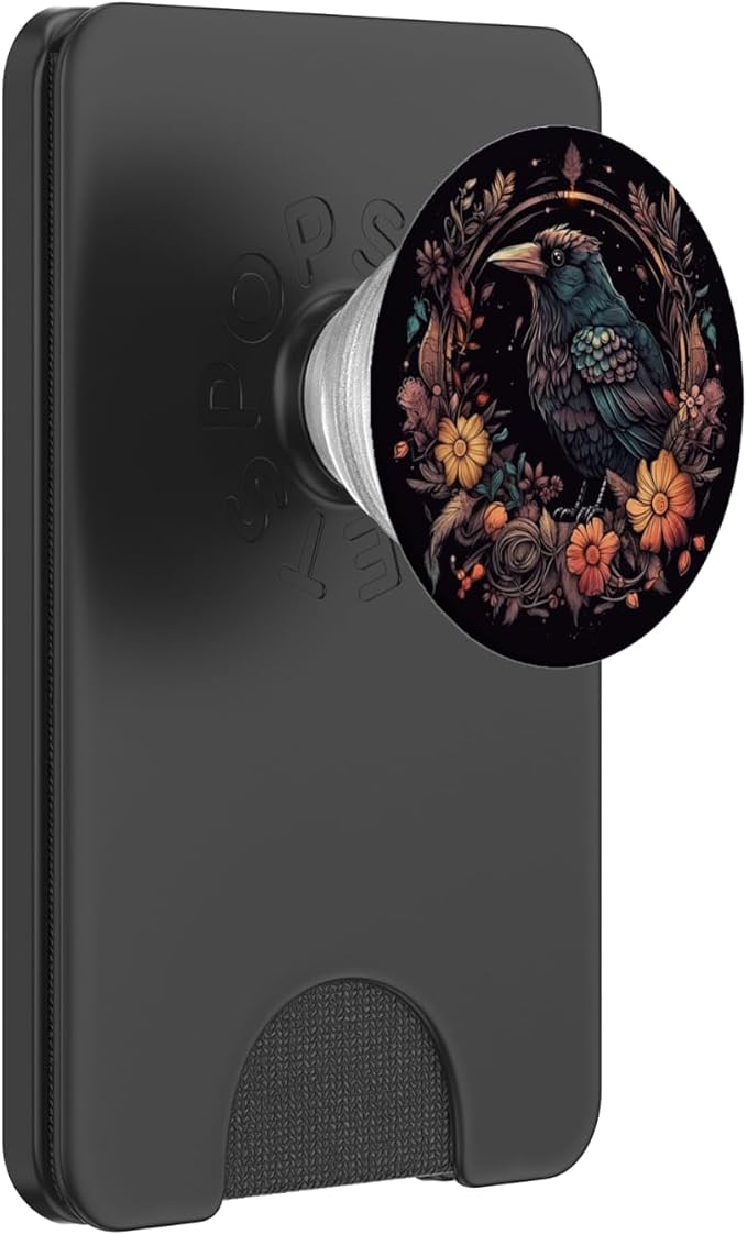 Crow Boho Flowers Graphic PopSockets Adhesive PopGrip