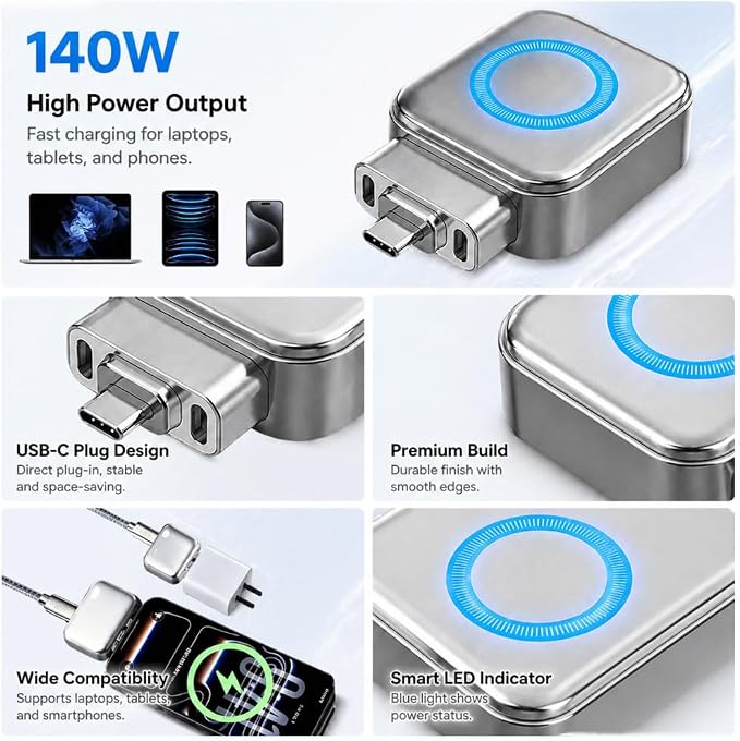Smart Auto Stop Charging Adapter 140w Auto Shut Off Phone Charger Equipped with A Physical Power-Off Switch Provides Overcharge Protection for High-Power Charging Cables (1pc)