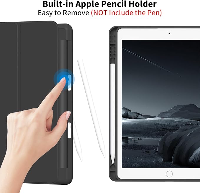 Case for iPad Air 3 (10.5-Inch 2019 3rd Generation) with Pencil Holder Slim Tablet Cover with Soft TPU Back Auto Wake/Sleep for iPad 10.5 Inch Air 3 (Black)