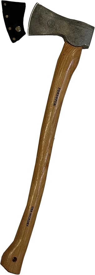 FORESTER Woodman 24in Wood Cutting Axe with Sheath - Multipurpose Axe with Hickory Handle for Wood Splitting and Chopping - Hand Forged Swedish Steel