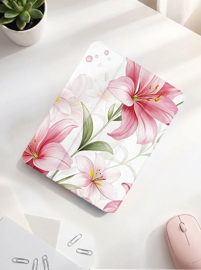 Case for iPad 9th/ 8th/ 7th Generation Case 10.2&amp10.5 Inch (2021/2020/2019 Release) Slim Lightweight Soft Trifold Back Cover with Pencil Holder &amp Auto Sleep/Wake Cover Cherries Cheetah Bows